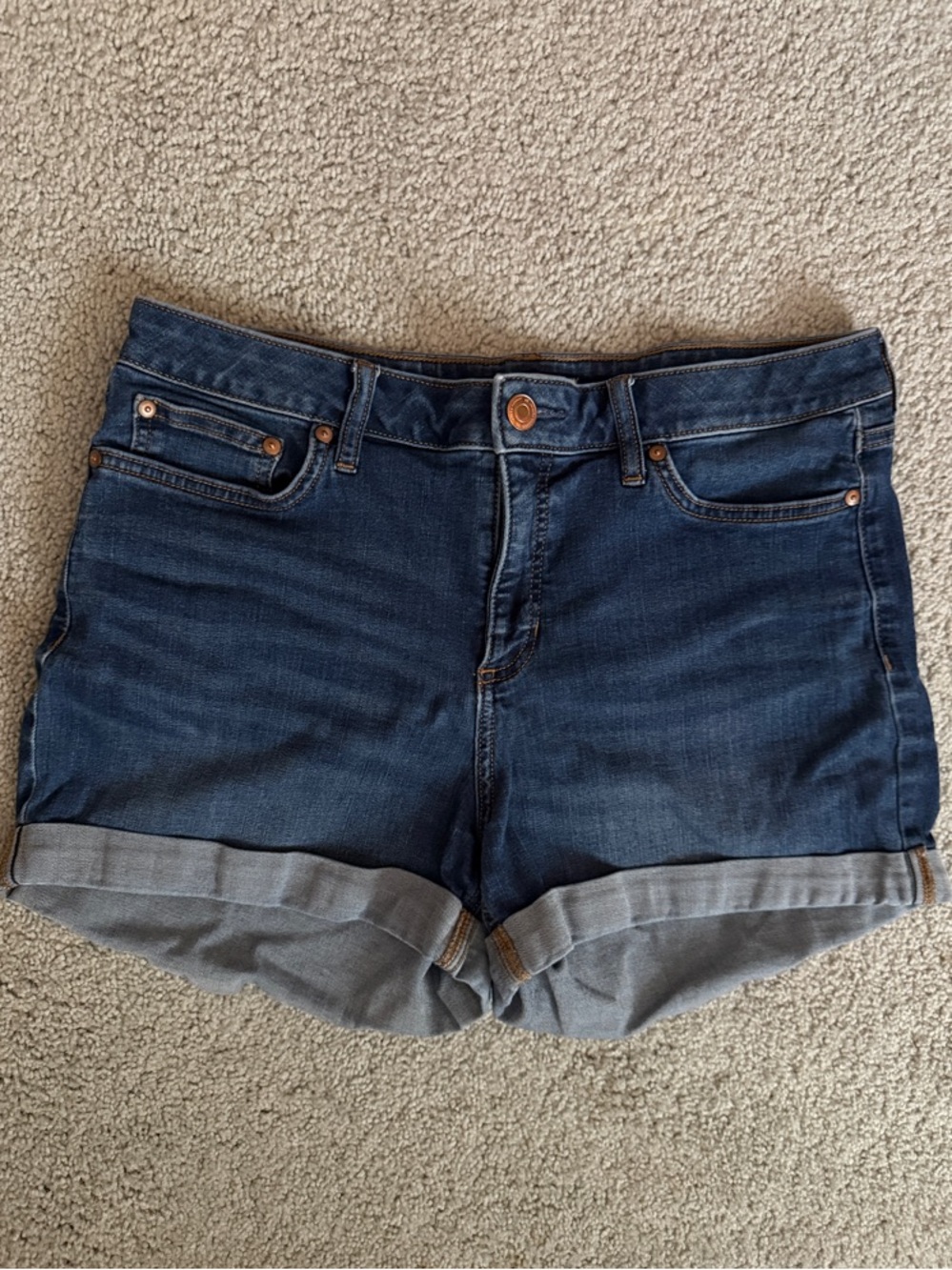 LC Lauren Conrad Dark Blue Rolled‑Cuff Denim Shorts – Size 14